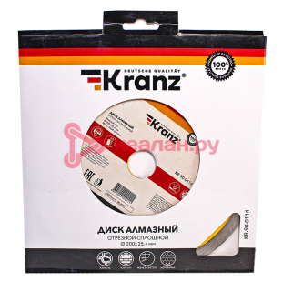 KRANZ KR-90-0114 диск алмазный отрезной сплошной 200x25,4/22,2x2x10мм.
