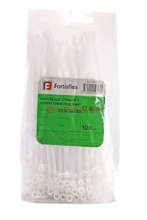 Fortisflex 220x4.5 стяжка нейлоновая с отверстием под винт белая, 100 шт.