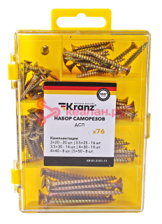 KRANZ набор саморезов для ДСП (76 шт/уп)