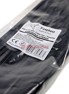 Fasplast 390x4.5 кабельные стяжки черные, морозостойкие, 100 шт.