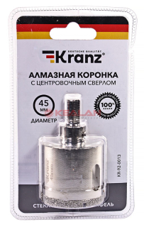 KRANZ коронка алмазная 45 мм, по керамограниту с центровочным сверлом