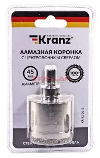 KRANZ коронка алмазная 45 мм, по керамограниту с центровочным сверлом