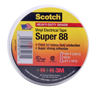 3M™ Scotch Super 88 лента изоляционная, черная, 19 мм, 20 м.