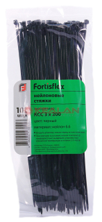 Fortisflex 200x2,5B стяжки кабельные, черные, 100 шт.