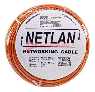 NETLAN кабель U/UTP 4 пары, Кат. 5e (Класс D), 100 МГц, одножильный, BC (чистая медь), внутренний, L