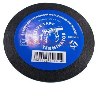 Terminator ST2 3810 скотч двухсторонний черный, 38 мм, 10 м.