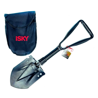 iSky лопата саперная, металлическая, складная, черная, в чехле, 24-58 см.