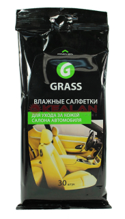 GRASS салфетка влажная для ухода за кож.салоном с воском карнауба
