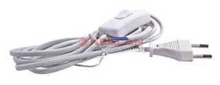 REXANT 11-1133 cетевой шнур с выключателем белый, 2х0,75 мм², 1,8 м.