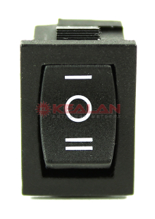 REXANT выключатель клавишный 250V 6А (3с) ON-OFF-ON черный с нейтралью