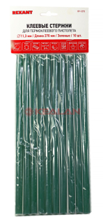 REXANT 09-1273 клеевой стержень, зеленый, d=11 мм, L=270 мм, 10 шт.