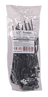 Fasplast 135x2.5 кабельные стяжки черные, морозостойкие, 100 шт.
