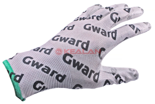 GWARD PU-G with GWARD LOGOS перчатки из полиэстера серого цвета полиуретановым покрытием с логотипированием, размер 8 (M)