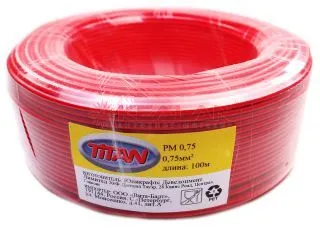 TITAN PM 0,75 провод монтажный красный 0,75 мм², 100 м.
