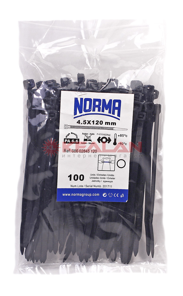 NORMA CH CT 120x4.5 хомут-стяжка полиамид 6.6, морозостойкий, черный, 100 шт.