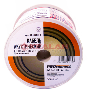 PROconnect 01-6102-6 акустический кабель, красно-черный, 2x0,35 мм², 100 м.