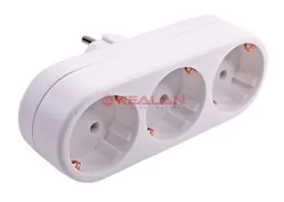 REXANT 11-1079 тройник электрический линейный 16А с/з вертикальный, белый