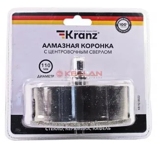 KRANZ коронка алмазная 110 мм, по керамограниту с центровочным сверлом