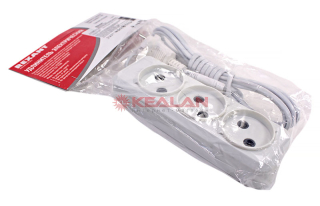REXANT 11-8733 удлинитель 3 гнезда, 3м, б/з, белый, 2х0,75 мм.