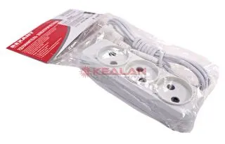 REXANT 11-8733 удлинитель 3 гнезда, 3м, б/з, белый, 2х0,75 мм.