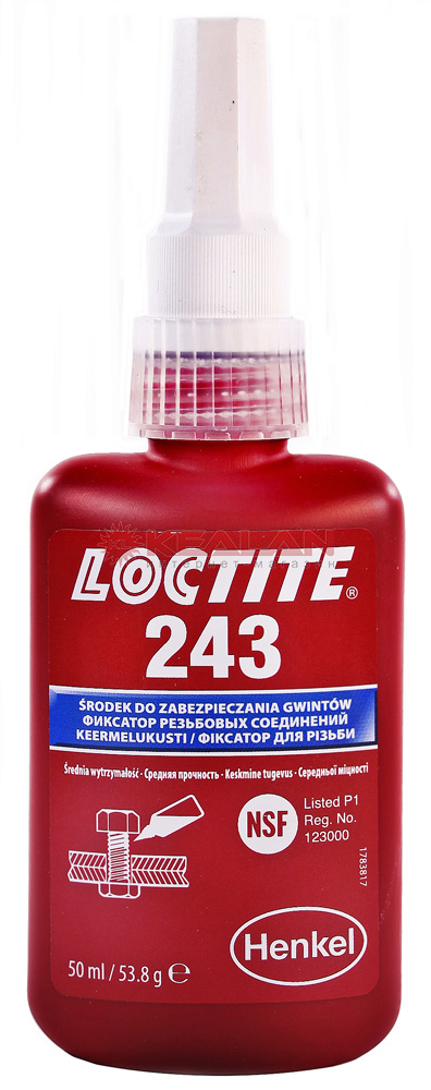 LOCTITE 243 резьбовой фиксатор средней прочности, голубой, 50 мл.