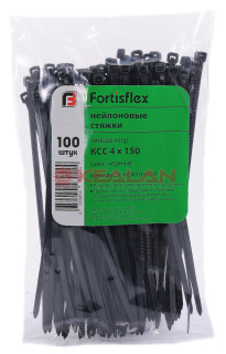 Fortisflex 150x3,5B стяжки кабельные, черные, 100 шт.