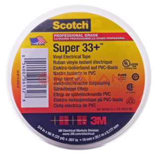 3M™ Scotch® Super 33+ лента изоляционная, морозостойкая, черная, 19 мм, 20 м.