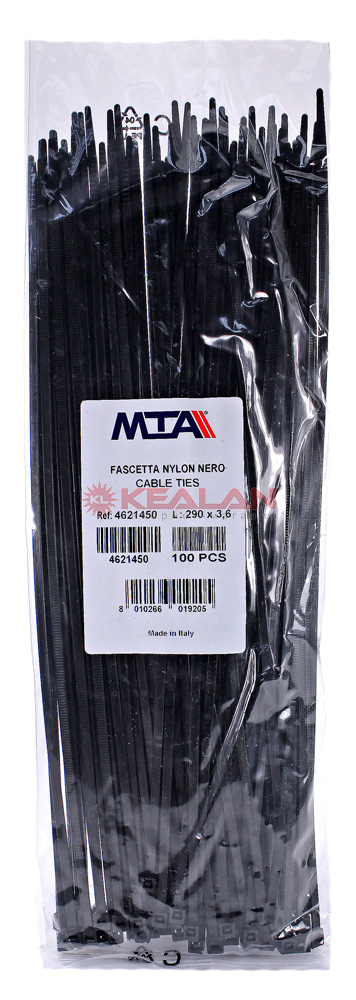 MTA 290*3.6 хомут-стяжка пластиковый черный, 100 шт.