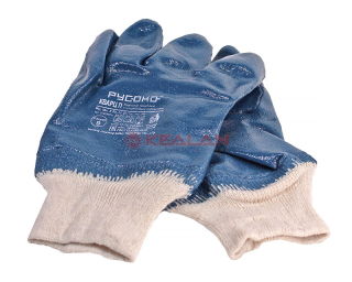 РУСОКО КВАРЦ П перчатки защитные с полным нитриловым покрытием, манжет - трикотажная резинка, размер 9/L