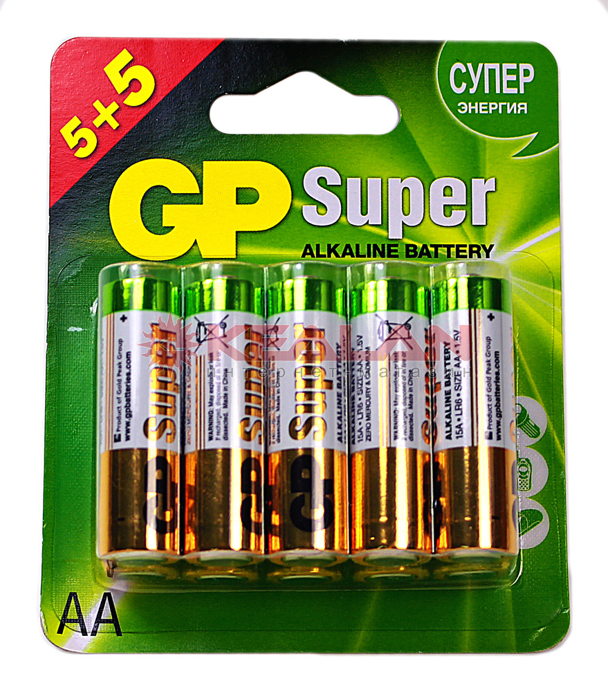 GP SUPER AA 5+5 батарейка алкалиновая, 10 шт.