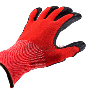 SIZN перчатки нейлоновые с нитриловым покрытием красно-черные