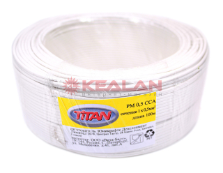Titan PM 0,5 провод монтажный белый 0,5 мм², 100 м.