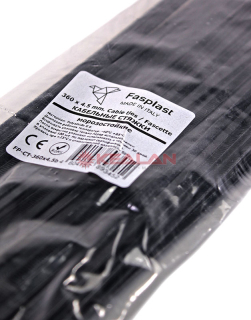 Fasplast 360x4.5 кабельные стяжки черные, морозостойкие, 100 шт.
