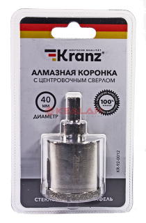 KRANZ коронка алмазная 40 мм, по керамограниту с центровочным сверлом 
