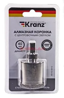 KRANZ коронка алмазная 40 мм, по керамограниту с центровочным сверлом 