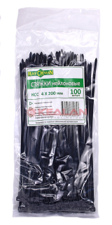 Raychman КСС 4Х200 стяжки кабельные нейлоновые, черные, длина 200 мм, ширина 3,5 мм, в упаковке 100 шт.