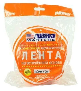 ABRO MASTERS OE-40-R лента клейкая двухсторонняя, 40 мм, 5 м.
