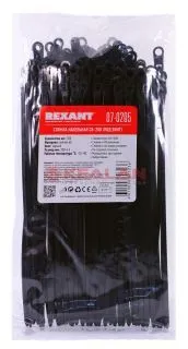 REXANT 07-0205 200x4,8(S) стяжки кабельные, черные, с отверстием под саморез