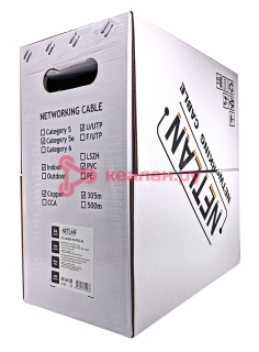 NETLAN кабель U/UTP 4 пары, Кат. 5e (Класс D), 100 МГц, одножильный, BC (чистая медь), внутренний, P