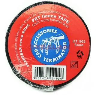 Terminator IZT 1925 fleece изолента черная тканевая, 19 мм, 25 м.