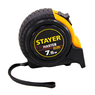 STAYER MASTER рулетка в ударостойком обрезиненном корпусе, 7,5 м, 25 мм.