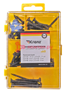 KRANZ набор саморезов по дереву (60 шт/уп)