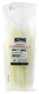 Картинка NORMA CT 200x4.8 хомут-стяжка полиамид 6.6, морозостойкий, белый, 100 шт. от интентернет-магазина КЕАЛАН