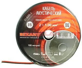REXANT 01-6105-3 кабель акустический, красно-черный, 2x1,00 мм², 100 м.