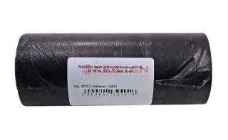PAKLEEN пакет для мусора черный ПНД, 60*50 см, 30 л, 12 мкм, 30 шт.