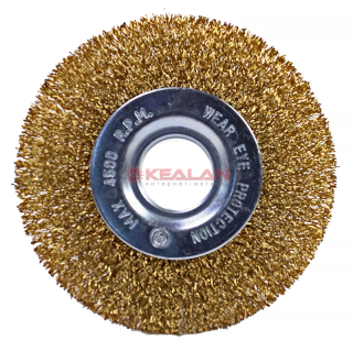 KRANZ щетка дисковая для УШМ, витая латунированная проволока, 100 мм, отв. 22,23 мм