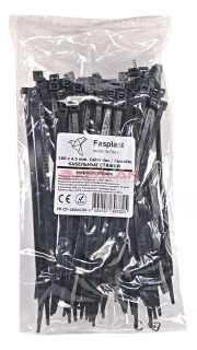 Fasplast 160x4.5 кабельные стяжки черные, морозостойкие, 100 шт.