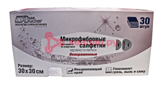 Adolf Bucher 12.0077.30.W салфетка из микрофибры, неокрашеная, 30 х 30 см, 30 шт.