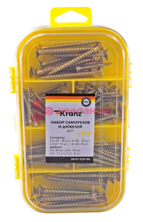 KRANZ набор саморезов и дюбелей для ДСП (170 шт/уп)
