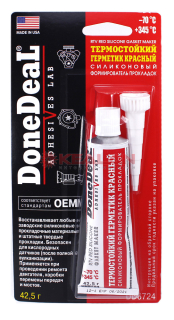Done Deal DD6724 герметик прокладок термостойкий красный силиконовый, 42,5 г.